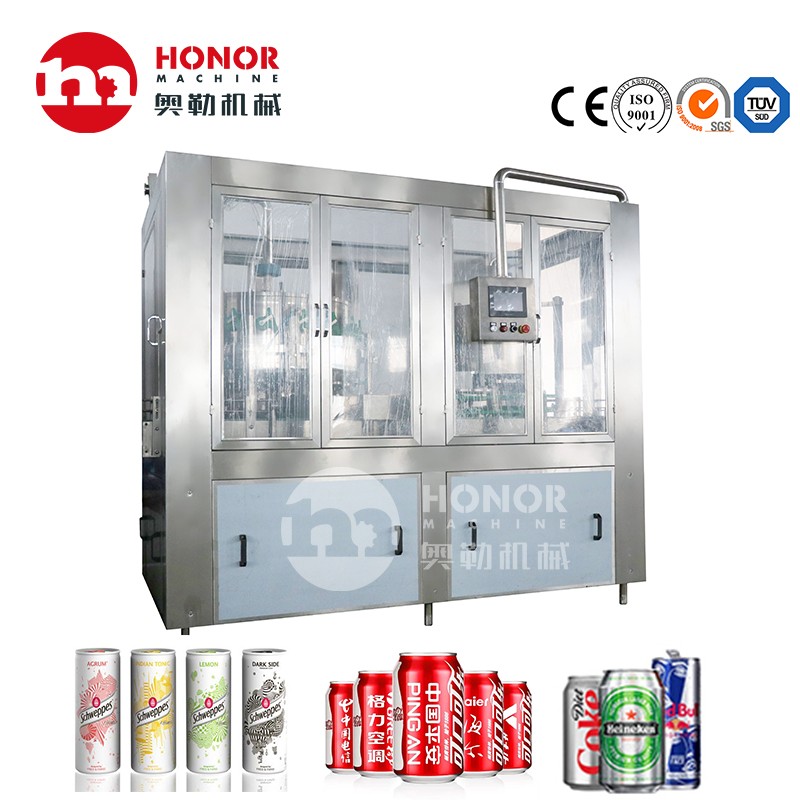 2000-4000CPH 200ml/330ml/600ml Carbonated Gas Drink Beer Juice Energy Drink Cans Filling and Sealing Machine