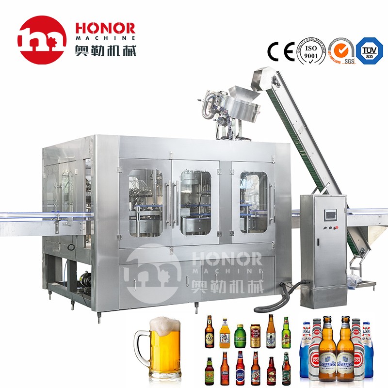 2000-5000bph Automatic Glass Bottle Beer Gas Drink Filling Packing Machine