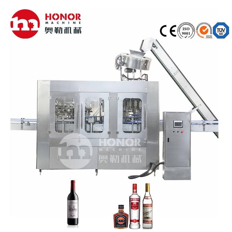 4000-6000BPH Automatic Glass Bottle Wine Vodka Whisky Filling and Packing Machine